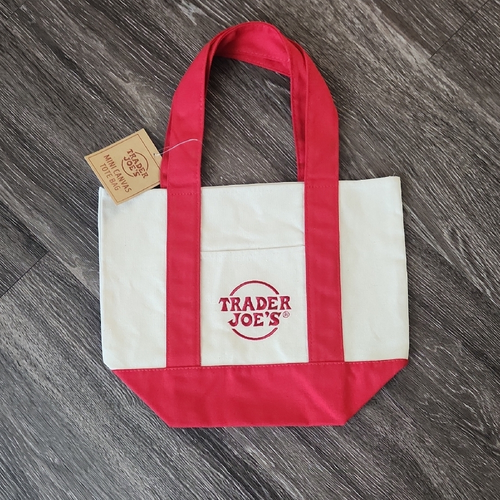 Trader Joe's Mini Red Canvas Tote Bag
